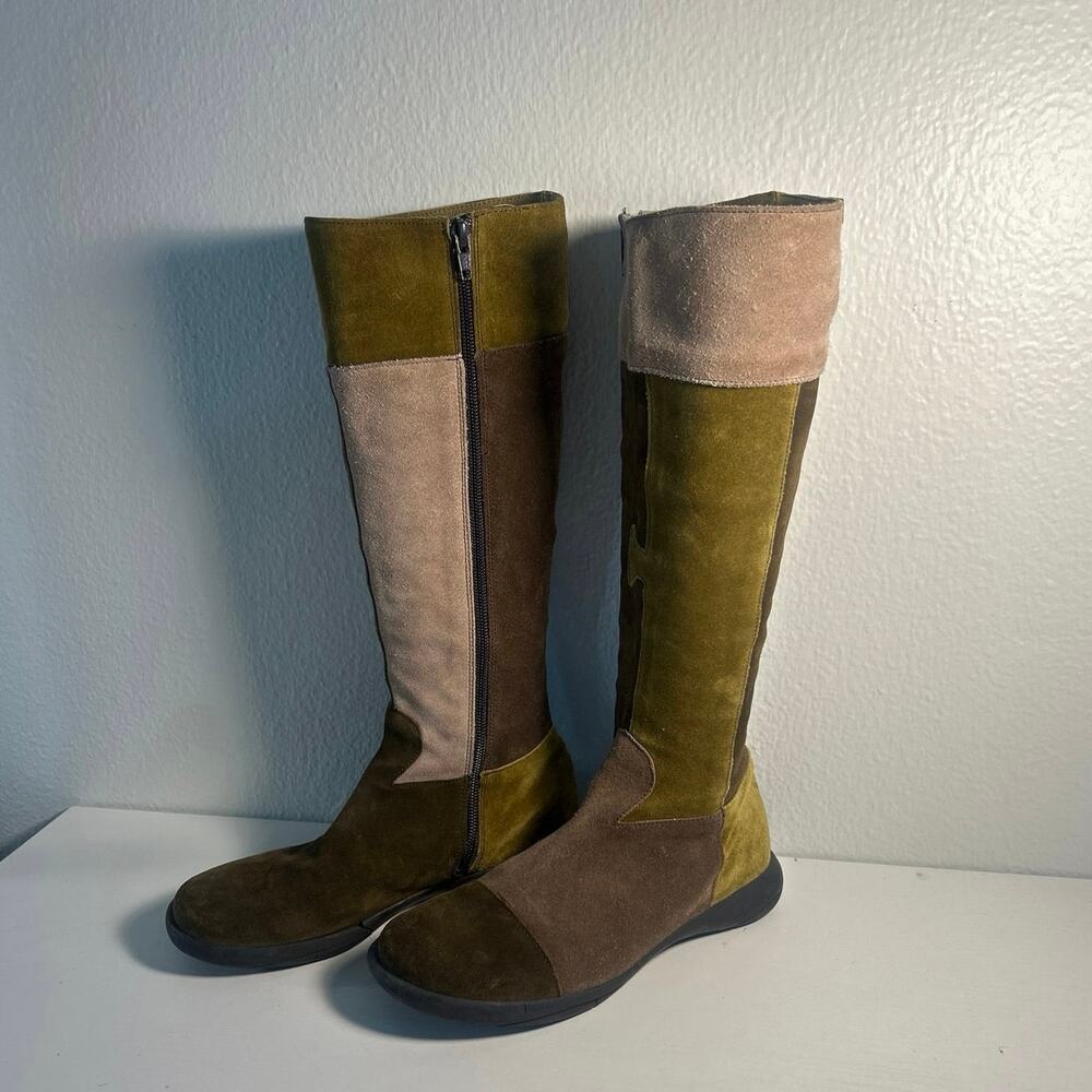 Vtg Camper TWINS Patchwork Suede Boots Hungary Cracked Sole-For Parts or Repair